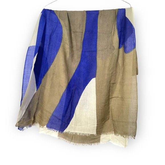 Denis Colomb Cashmere Blue, White, and Brown Large Scarf - Picture 4 of 7